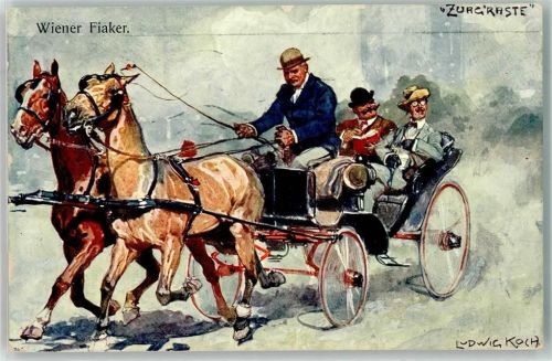 1910 sign. Ludwig Koch Verlag BKW Serie 372-4 Kutsche Wiener Fiaker