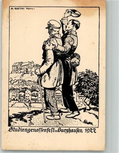 Burghausen Studentika Studiengenossenfest 1922 sign. A. Reich