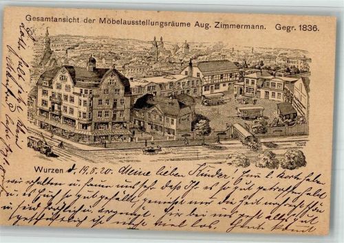 Wurzen 1920 Möbelausstellungsräume der Firma Aug. Zimmermann Möbelpferdetransporter