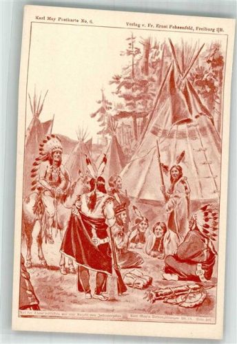 Karte Nr. 6 Reiseerzählungen Indianer Karl May 1900