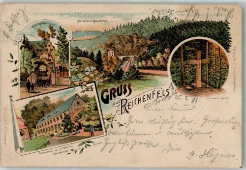 Reichenfels 1899 Ruine Reichenfels Steinernes Kreuz Vereinshaus d. Altertums-Forschenden