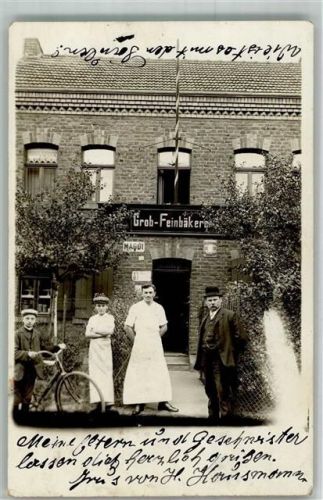 Brühl 1911 Geschäft Bäckerei Emailleschilder Fahrrad Heide Bahnpost Köln - Saarbrücken Zug 205 Ort handschriftlich Privatfoto AK