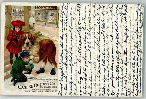 Hamburg 1912 Werbung Candee Rubber Co. Gummistiefel Bernhardiner