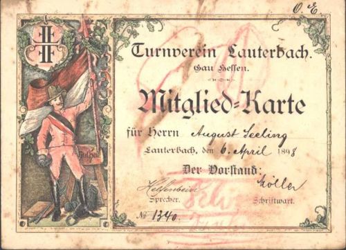 Lauterbach Mitglied-Karte Turnverein Lauterbach von 1898