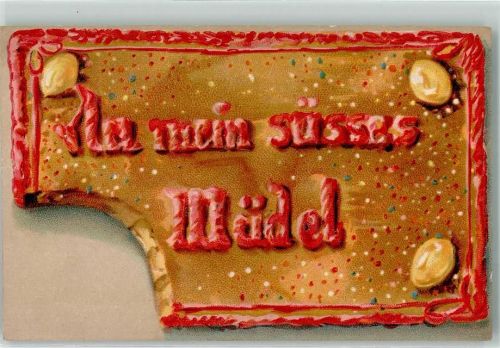 An mein süsses Mädel Weihnachten AK Lebkuchen Lithographie / Prägedruck