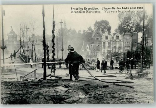 Brüssel Bruxelles Katastrophe Kermesse AK Feuerwehr 1910