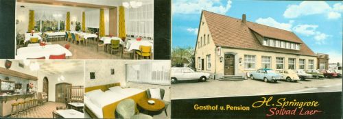 Bad Laer Gasthaus Pension Springrose Aussen-und Innenansicht Klappkarte