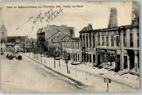 Goldap 1915 - Winter nach der Russenvertreibung aus Ostpreußen am Markt LKW