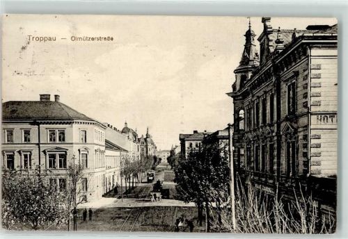 Opava Olmützerstraße Tram Straßenbahn Hotel