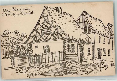 38300 W3340 Wolfenbüttel , Niedersachs 1912 Künstlerkarte das Blockhaus in der Heinrichstadt sign. E. Sch.