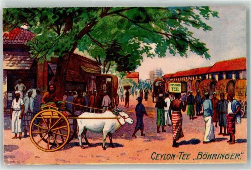 Ceylon Tee Böhringer Tierkarren Getränk alkoholfrei 1929 Künstlerkarte