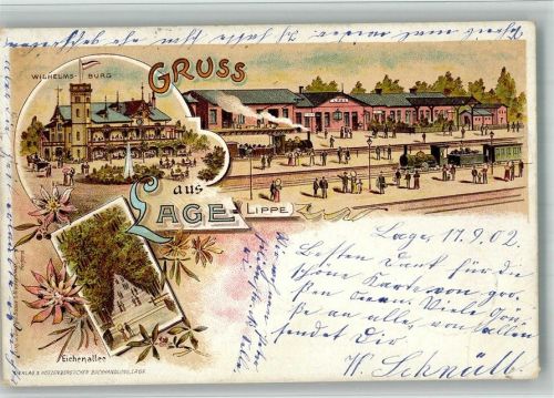 Lage 1902 Lithographie Bahnhof Lage Wilhelmsburg Eichenallee