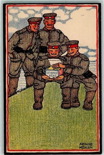1912 WK I Soldaten mit Kekse sign Aenne Koken AK