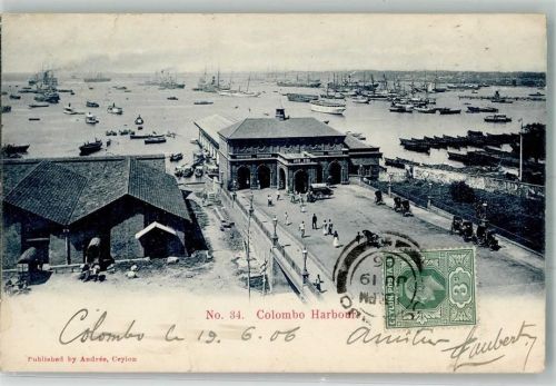 Colombo 1906 Hafen Briefmarke Bildseite