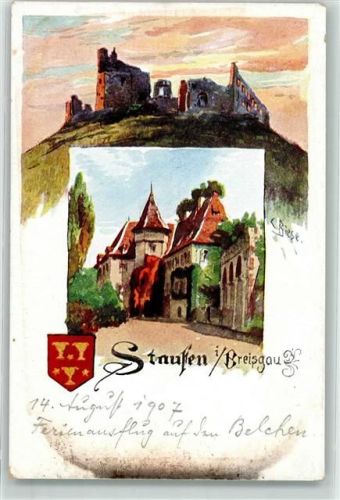 Staufen Ruine Wappen sign. Biese