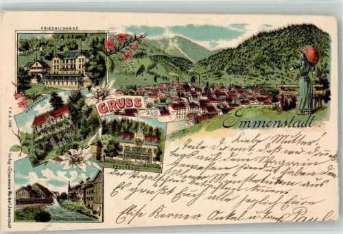 Immenstadt 1902 Lithographie Maxensruhe Königsgut Am Mühlkanal beschnitten