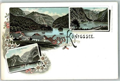 83471 W8240 Schönau a Königssee Lithographie St. Bartholomä Königsee Obersee