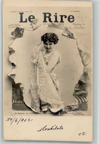 1902 Le Rire durchbrochene Papierwand Erotik Strumpfband