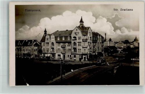 Temesvar 1926 Straßenbahn Straße Bratianu Foto AK