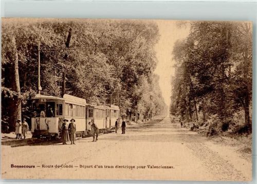 Bonsecours Route de Conde Depart d`un tram electrique pour Valenciennes