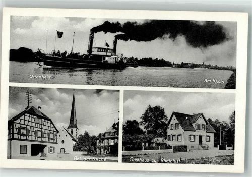 Ottenheim Kirche Gasthaus zur Rheinlust Raddampfer