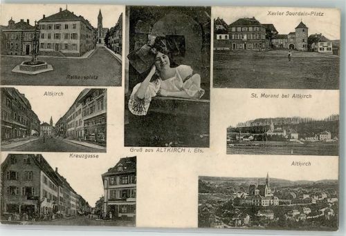 Altkirch Rathausplatz Altkirch Kreuzgasse Xavier Jourdain Platz St. Morand Tracht Feldpost WK I IV. Batl. Landwehr Infanterie Regiment Nr 119 14. Kompagnie