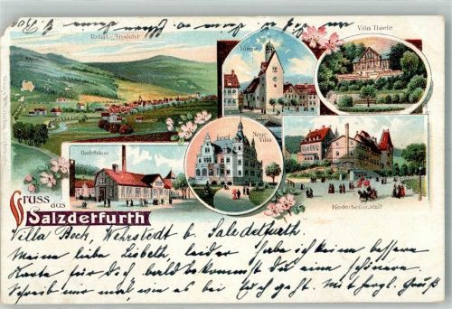 Bad Salzdetfurth 1902 Lithographie Villa Thiele Kinderheilanstalt Badehaus