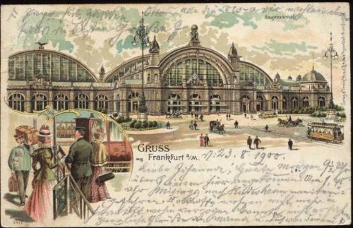 1900 Frankfurt a/M, Hauptbahnhof, Gruß aus...,Rosenblatt