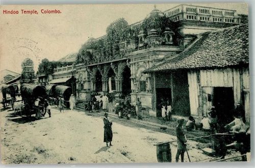 Colombo 1905 Hindoo Temple Straßenszene