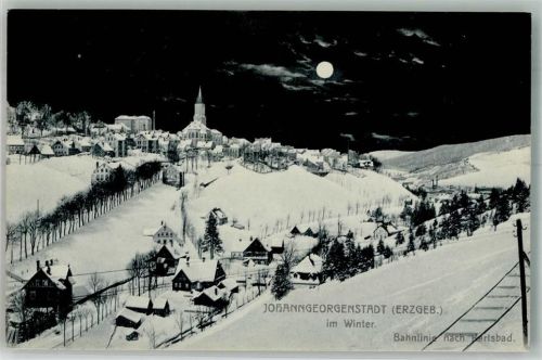 08349 O9438 Johanngeorgenstadt 1911 Mondschein Johangeorgenstadt im Winter bei Nacht