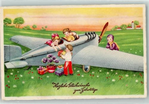 Geburtstag Kinder mit Blumen und Pakete