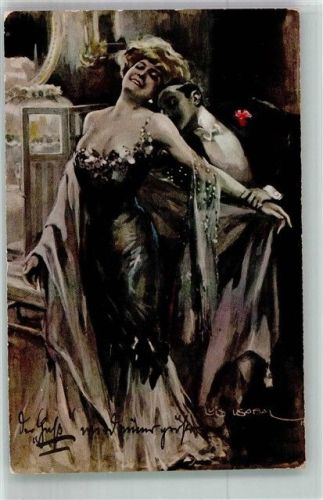 1913 Erotik Küsse Frau im Abendkleid