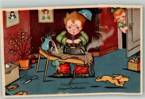 Junggesellenfreuden beim Bügeln Verlag Amag 0332