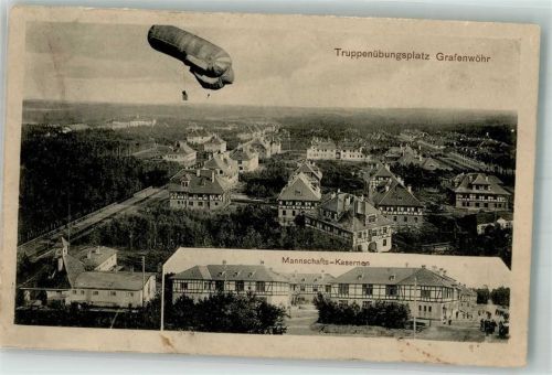 Grafenwöhr 1915 Truppen-Übungsplatz Grafenwöhr Mannschafts-Kasernen Hilfspaket-Ballon