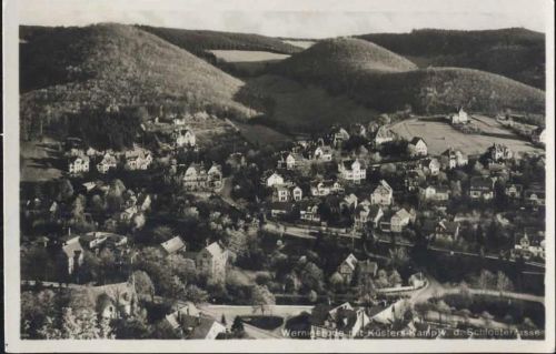 um 1930/40 Wernigerode, Luftaufnahme, Küsters-Kamp von der Schloßterrasse,Chr. Schöning