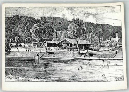 Wolfratshausen Schwimmbad und Zeltplatz sign. R. Wagner