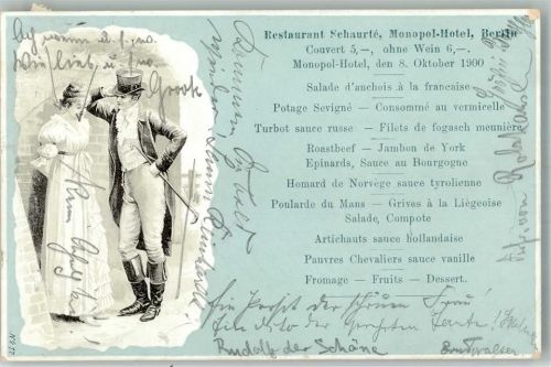 Berlin Mitte 1900 Restaurant Schaurte, Monopol Hotel Adelskorrespondenz