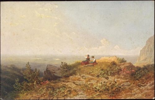 um 1910/20 Auf der Alm, aus dem Museum der bildenen Künste zu Leipzig,E.A. Seemann,sign. Karl Spitzweg