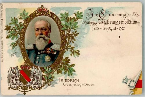1902 Prägedruck 50 jähr. Regierungsjubiläum Großherzog Friedrich
