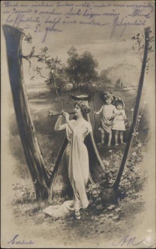 1904 Frau, Posaune, Kinder, Mode