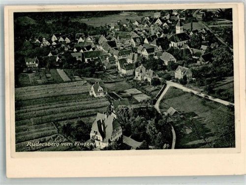 Rudersberg Fliegeraufnahme Original aufmontierte Verlagsmusterkarte