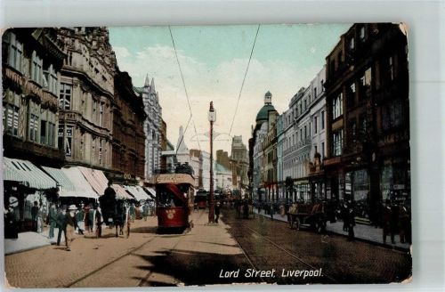 Liverpool Foto AK Lord Street Straßenbahn Geschäft