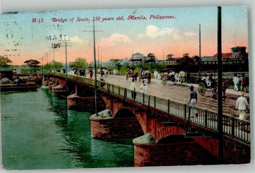 Manila 1913 Foto AK Bridge of Spain