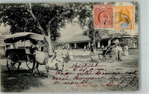 Colombo Tracht Ochsenkarren Breifmarke Bildseite