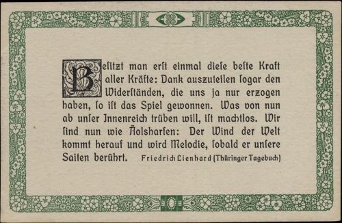 um 1920 Gedicht von Friedrich Lienhard,Türmer-Verlag Greiner & Pfeiffer