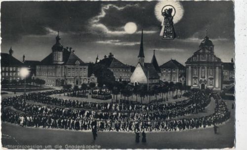 1959 Altötting bei Nacht (at night), Lichterprozession um die Gnadenkapelle,Strauß AKU2