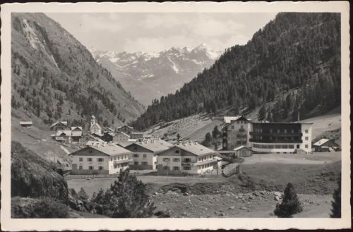 um 1955/65 Österreich, Vent/Tirol: Bergsteigerdorf in den Ötztaler Alpen, Panorama, Foto-Ak Nr. 21/4,Lohmann Photo