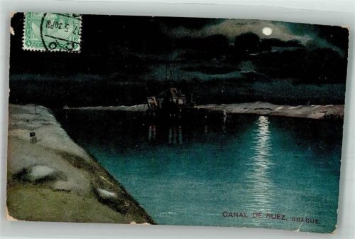 Suez 1907 Suezkanal Mondschein Marke bildseitig