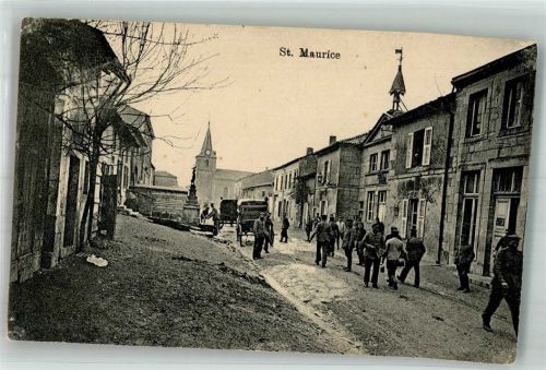 Saint-Maurice WK I Straßenszene Kirche Denkmal Soldaten