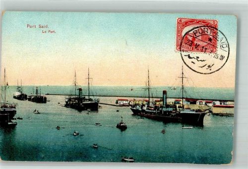 Port Said 1911 Hafen Marke bildseitig